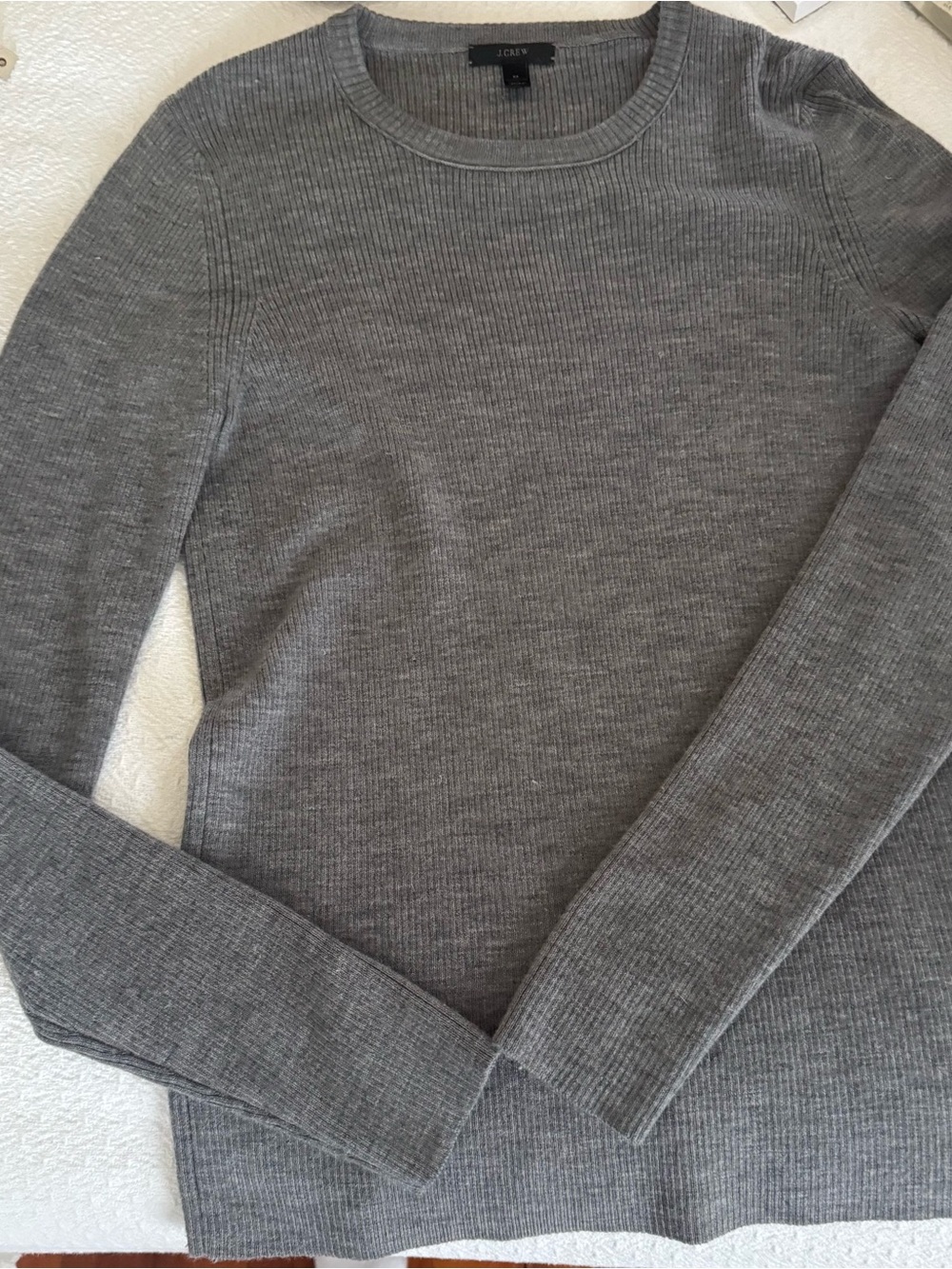 J. Crew Gray Ribbed Crewneck Sweater